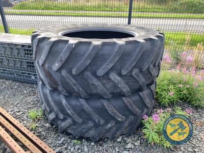 2 x Michelin rear tractor tyres 600-65-38