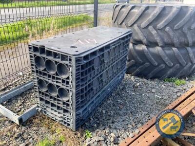 Plastic storage box on galvanised base