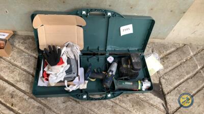 Box lot of drills & gloves etc