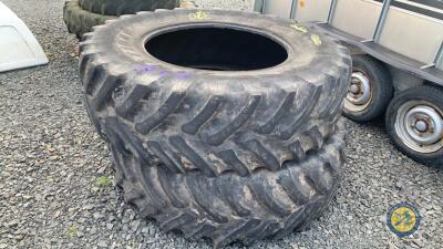 2 x rear tractor tyres 20.8-R38 30% tread