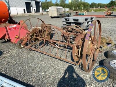 Antiquwe Bamford hay kicker & 4 x wheel hoops