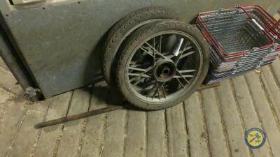 Axle and 2 Motorbike Wheels