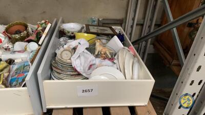 Box of plates, dishes, cups etc