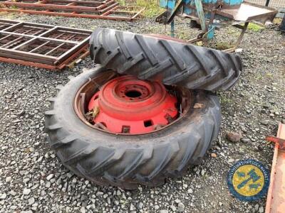 13.6-12.38 weighed Massey rims & tyres x2