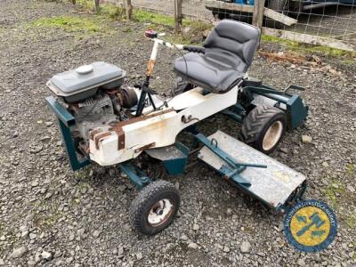 National 68 triple cylinder lawnmower green & white, petrol, starts, cuts, runs well, in good condition, new wheel bearings & belts, Kabuta engine