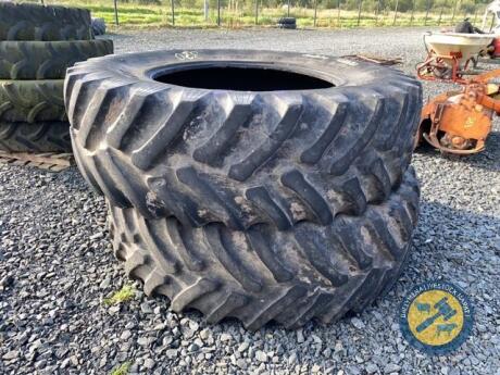 2x rear tractor tyres 20.8-R38 30% thread