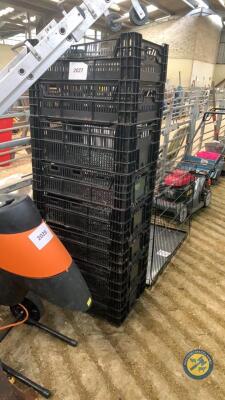 8 x black stackable crates