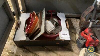 Box lot of kitchen ware basin & pictures, plates etc