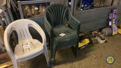 4 x green plastic garden chairs