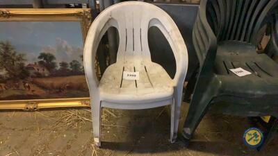 2 x white plastic garden chairs