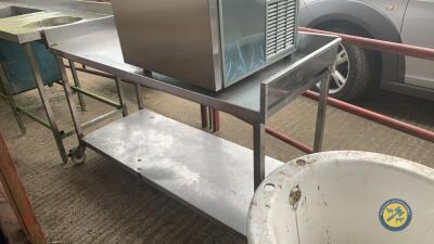 Stainless steel table on wheels