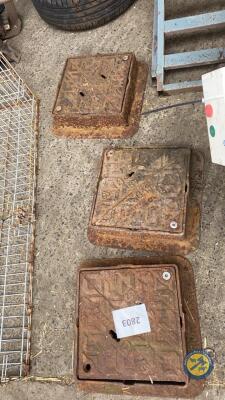3x cast iron manhole covers