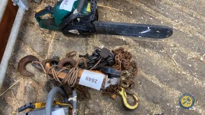 Selection of chains & angle grinder