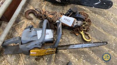 Grey & yellow chainsaw