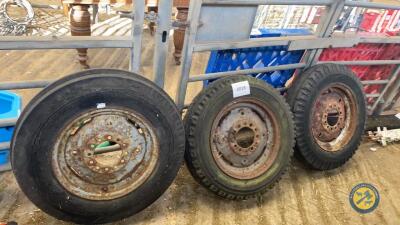 3x 600-16 tyres & rims to suit MF