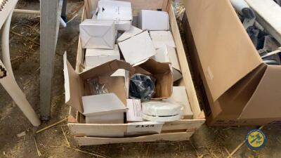 Box lot of speakers & smoke alarms