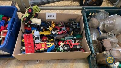 Box of toy vehicles