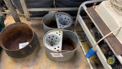 2x old steel mop buckets