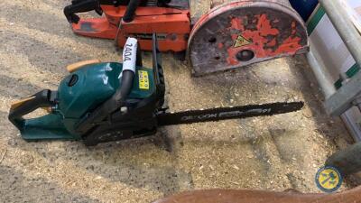 Petrol chainsaw green