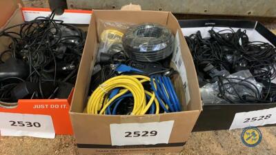 Box of phone chargers & leads