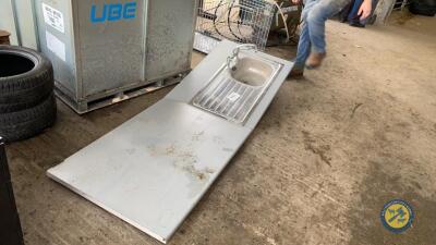 Stainless steel sink with worktop