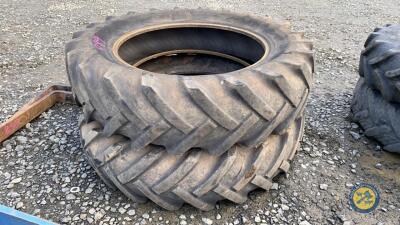 2x 16.9-38 rear tractor tyres