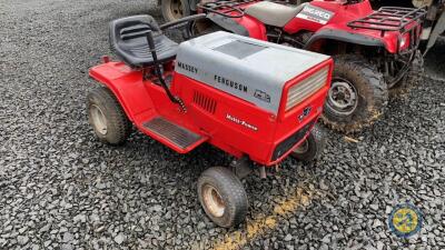 Kids tractor lawnmower red & grey, key, petrol, turn key & press button to start, running