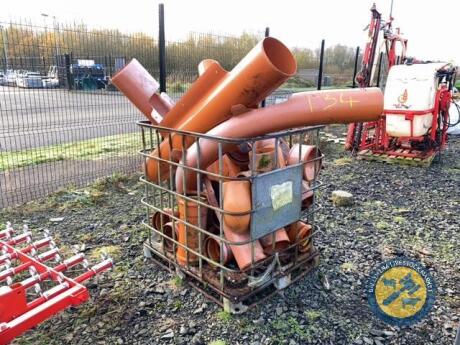 Crate of sewer pipe fittings of various sizes & shapes