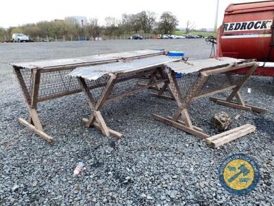 3x wooden framed sheep hayracks