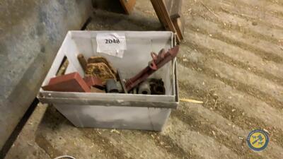 Box of brackets, pins etc