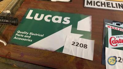 Lucas metal sign