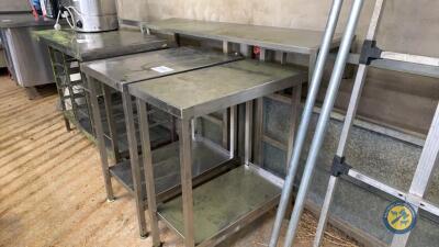 2x stainless steel tables & top bench