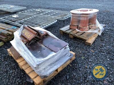 4x chimney pots and a pallet of 12x24 bangor blue slates x100 approx plus ridge tiles