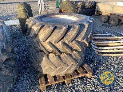 2x Michelin tyres & rims to suit Case 5140-5150 480-65-R24