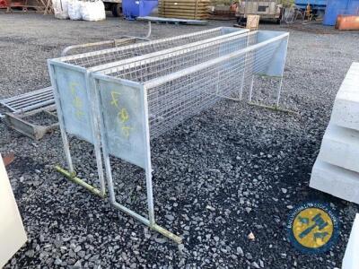 2x 8ft galvanised hay racks for calves or sheep against wall