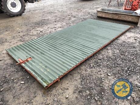 Tin door on box iron frame approx 12ft