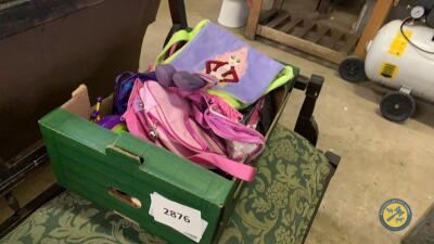 Box lot of children's bags and books