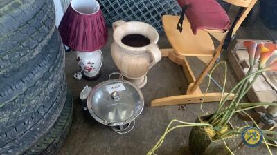 Clock lamp urn and oven to table pot and two plate coolers