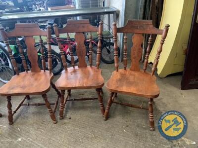 Six chairs and oak extentable table