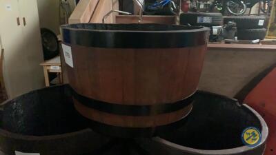 Half barrel planter wood