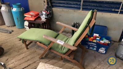 Sun lounger green mahogany