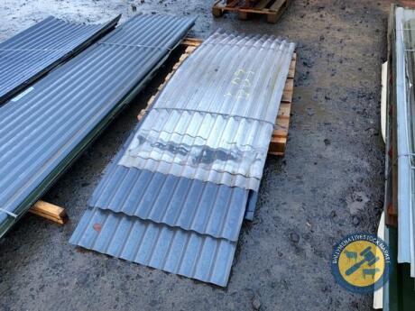 2x 1930 galvanised curved, 4x 2300 slate blue curved tin