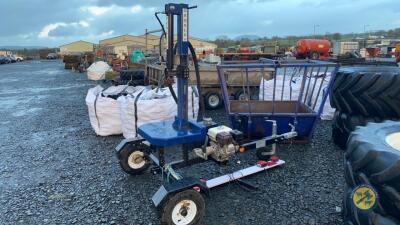 Petrol log splitter on hitch & wheels