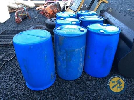 9x blue plastic barrels